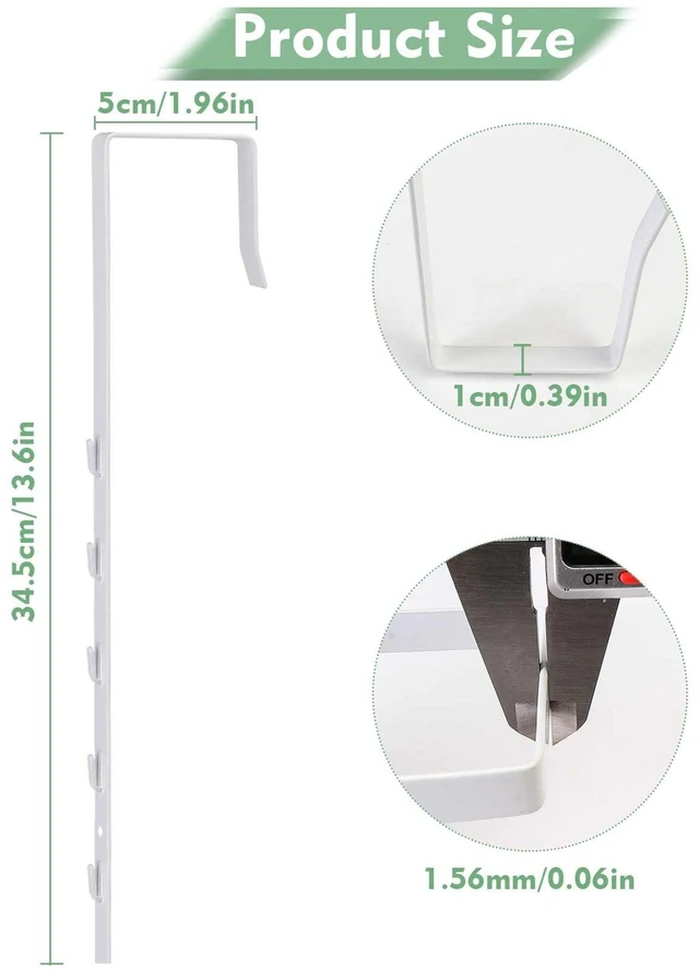 Alt view image 6 of 7 - Adjustable Over-the-Door Mirror Hanger Set with Protective Lining, 2 Pcs Door Brackets, White (Mirror Not Included)