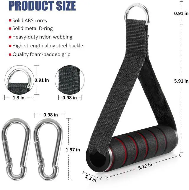Alt view image 7 of 7 - 2 Pack Upgraded Exercise Handles for Cable Machine Attachments, Strength Training, Pilates, Home Gym, Resistance Bands, Heavy Duty Accessories