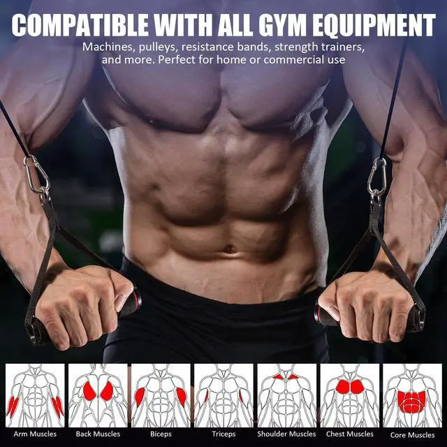 Alt view image 6 of 7 - 2 Pack Upgraded Exercise Handles for Cable Machine Attachments, Strength Training, Pilates, Home Gym, Resistance Bands, Heavy Duty Accessories