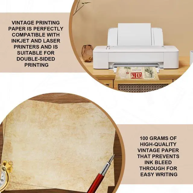 Alt view image 7 of 7 - Joyberg 70PCS Vintage Parchment Paper 8.5x11in for Writing, Printing, Invitations, Certificates, Crafts