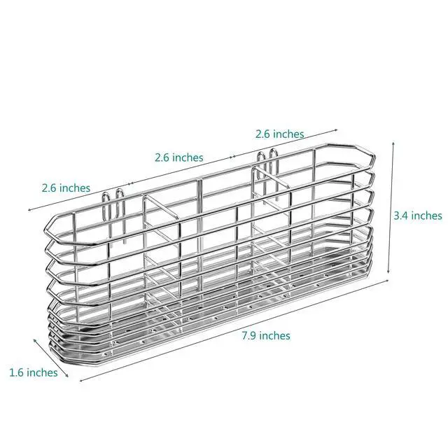 Alt view image 5 of 6 - NiuYichee 304 Stainless Steel Utensil Holder with Hooks, Dish Drying Rack and Knife and Fork Drainage Rack, Silver