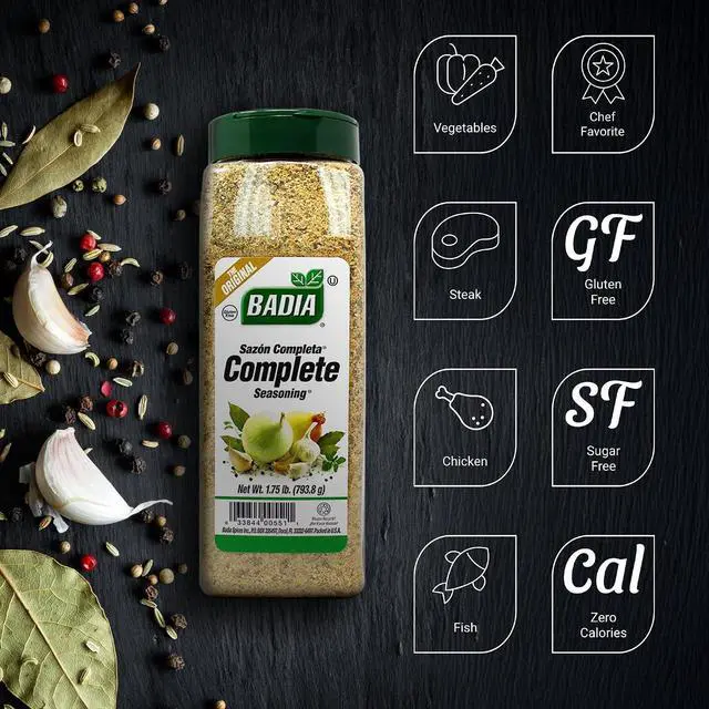 Alt view image 6 of 6 - Badia Complete Seasoning 28oz, All-Purpose Spice Blend of Garlic, Onion, Salt, Pepper, Herbs & Spices - Savory Signature Blend