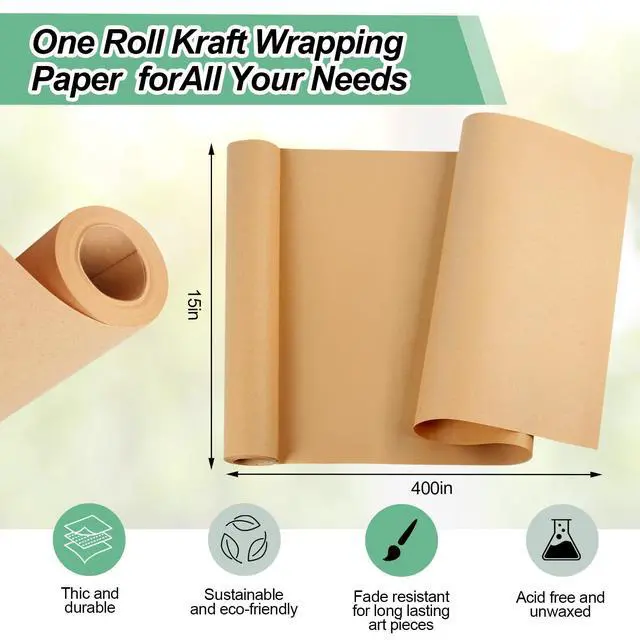 Alt view image 7 of 7 - Phinus 15"400" Brown Craft Paper Roll for Moving, Packing, Gift Wrapping, Wall Art, Table Runner, Floor Covering