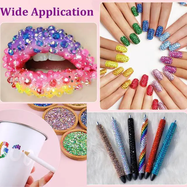 Alt view image 6 of 7 - 6000Pcs Resin Jelly Rhinestones 2mm 3mm Mixed-Color Flatback Gems with 2 Pcs B7000 Fabric Glue for DIY Crafts Clothing Tumblers Decor Nail Art Makeup