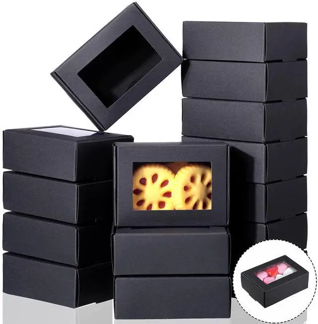 Main image of Zonon 30 Pcs Mini Kraft Soap Boxes with Window, Black