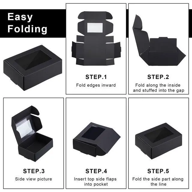 Alt view image 6 of 6 - Zonon 30 Pcs Mini Kraft Soap Boxes with Window, Black