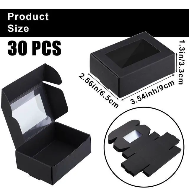 Alt view image 2 of 6 - Zonon 30 Pcs Mini Kraft Soap Boxes with Window, Black