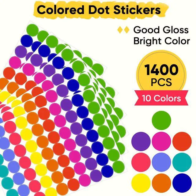 Alt view image 5 of 6 - 1400 Pcs Colored Dot Stickers, Round Color Coding Labels, Circle Labels for Kids, Office, Classroom Decor, Papers