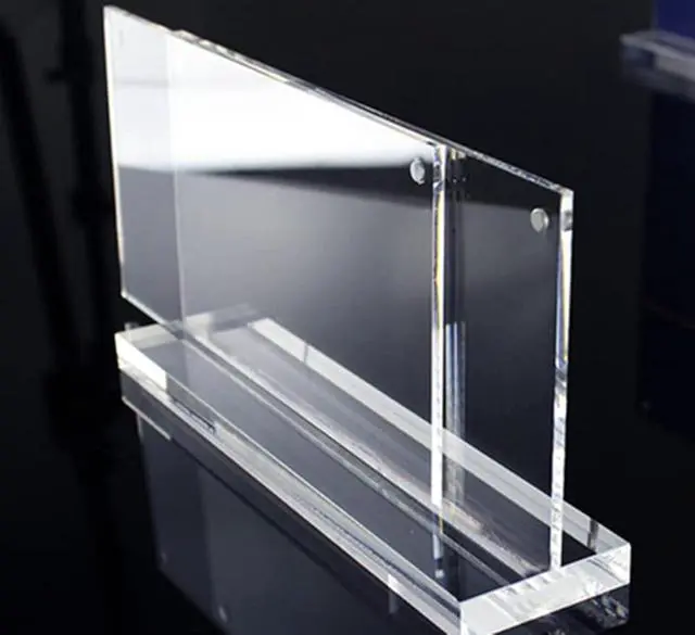 Main image of 4x6" Acrylic T Shape Floating Picture Frame, Clear Frameless Horizontal