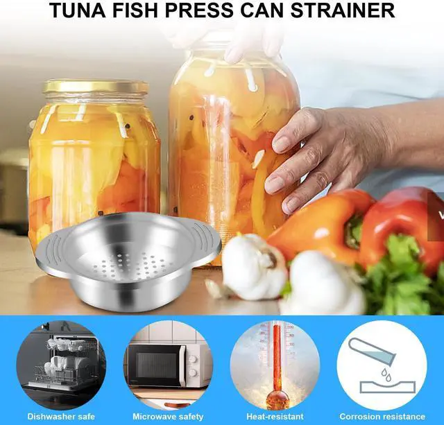 Alt view image 4 of 6 - Food Grade Stainless Steel Metal Can Strainer Press for Tuna
