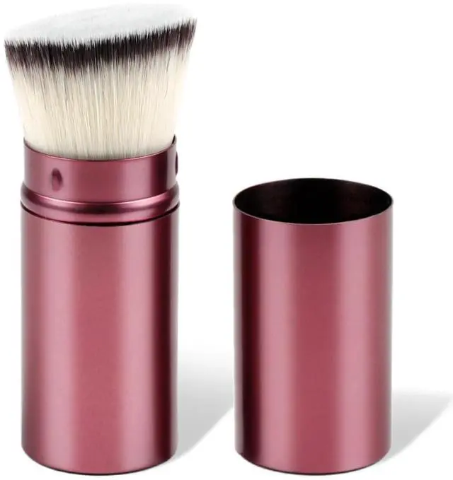 Main image of Retractable Kabuki Makeup Brush with Cover, Portable Travel Face Brush for Foundation, Powder, Blush & Bronzer, Cruelty-Free & Vegan