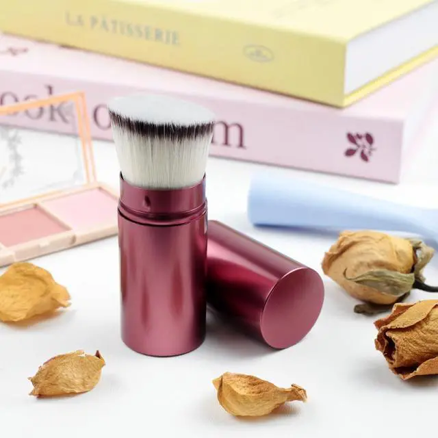 Alt view image 6 of 7 - Retractable Kabuki Makeup Brush with Cover, Portable Travel Face Brush for Foundation, Powder, Blush & Bronzer, Cruelty-Free & Vegan