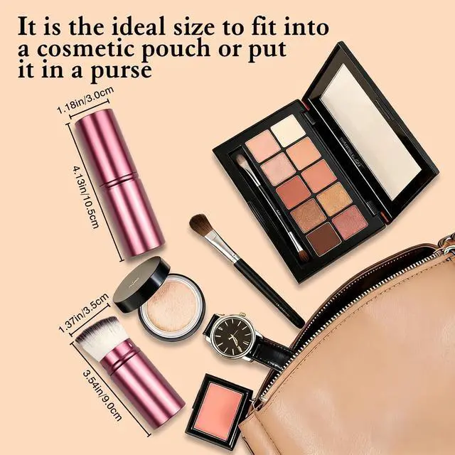 Alt view image 7 of 7 - Retractable Kabuki Makeup Brush with Cover, Portable Travel Face Brush for Foundation, Powder, Blush & Bronzer, Cruelty-Free & Vegan