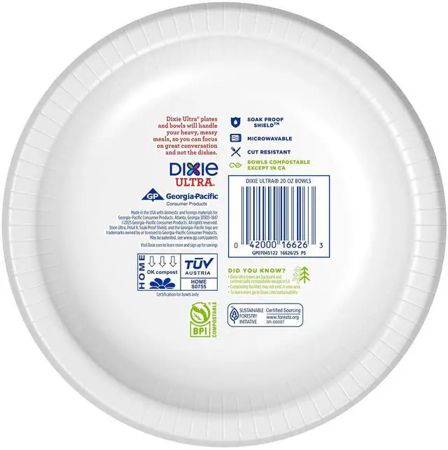 Alt view image 7 of 7 - Dixie Ultra Large Paper Bowls, 20oz, 25 Count