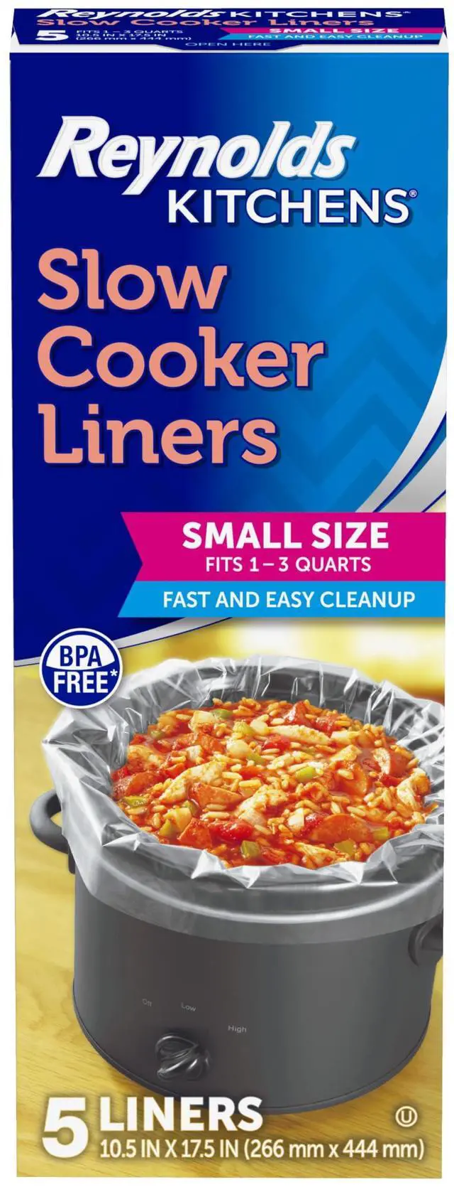 Main image of Reynolds Kitchens Slow Cooker Liners, Small Size, Fits 1-3Quarts, 5ct