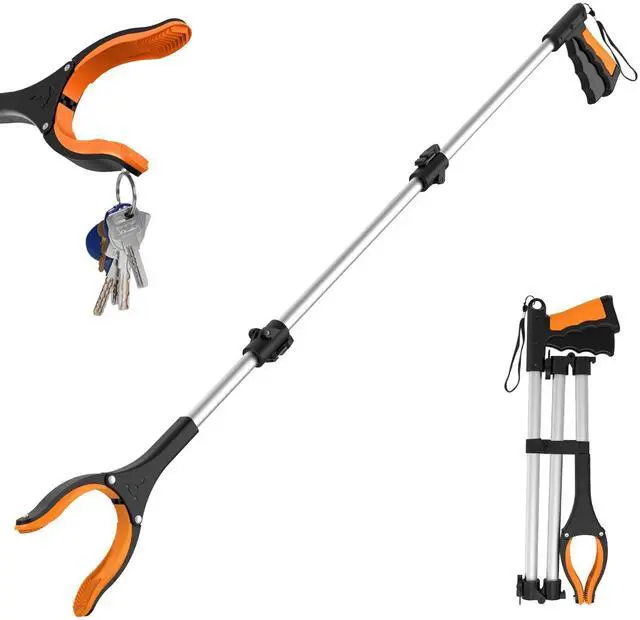 Main image of Grab It 43" Extra Long Foldable Reacher Grabber Tool with Rotating Jaw and Magnets, 4" Wide Claw Opening, Heavy Duty