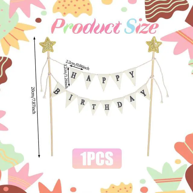 Alt view image 2 of 7 - Bewudy Happy Birthday Cake Topper Flag Banner