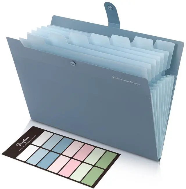 Main image of SKYDUE Expanding File Organizer with 8 Pockets, Accordion File Folder with Labels, Letter Size, Blue