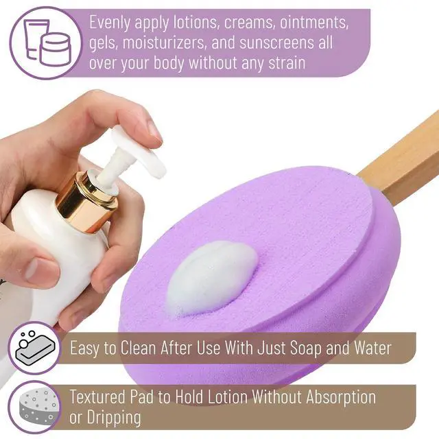 Alt view image 6 of 6 - Slick Lotion Applicator 17 Inch Purple Back Applicator Certified Organic Easy Reach Washable Self Tanner for All Skin Tone