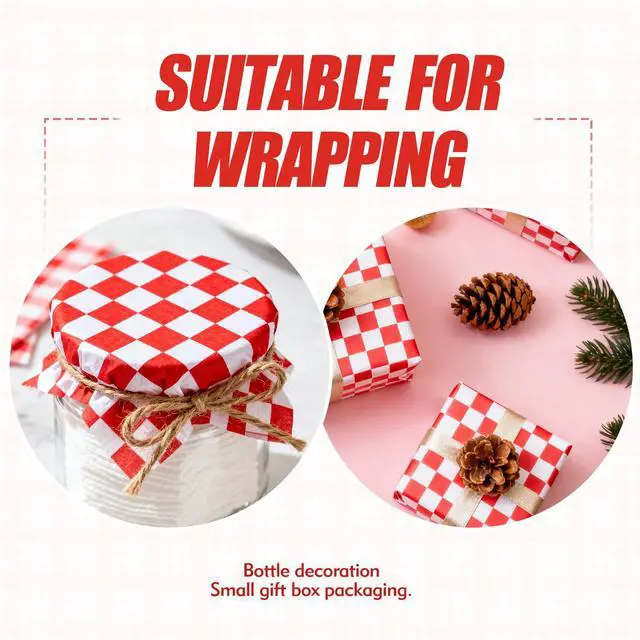 Alt view image 7 of 7 - Neyimqr 100pcs 7x7" Waxed Deli Paper Sheets, Classic Checkered Food Basket Liners for Sandwiches, Burgers (Red)