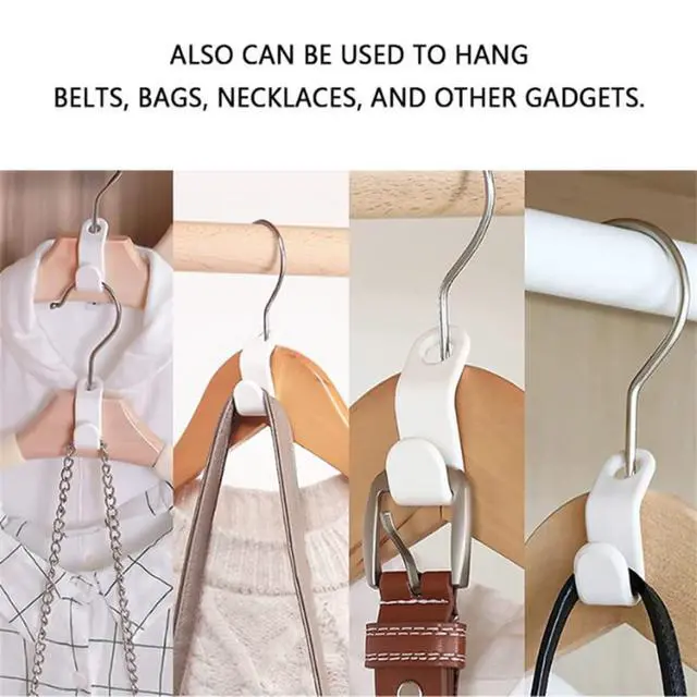 Alt view image 4 of 7 - 100Pcs 4-Color Hanger Hooks Stackable Space-Saving Closet Organizer