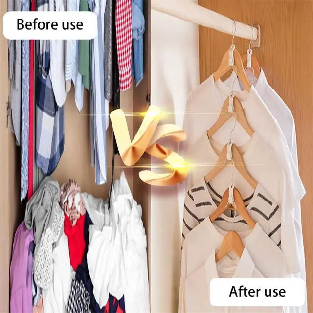 Alt view image 6 of 7 - 100Pcs 4-Color Hanger Hooks Stackable Space-Saving Closet Organizer