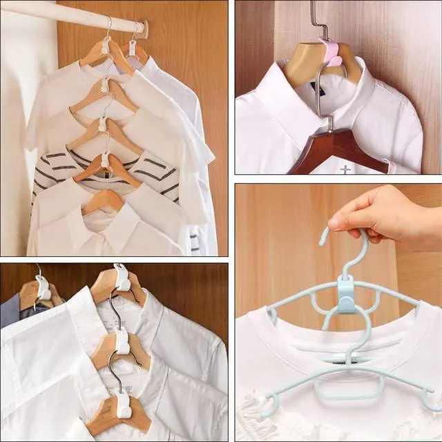 Alt view image 3 of 7 - 100Pcs 4-Color Hanger Hooks Stackable Space-Saving Closet Organizer
