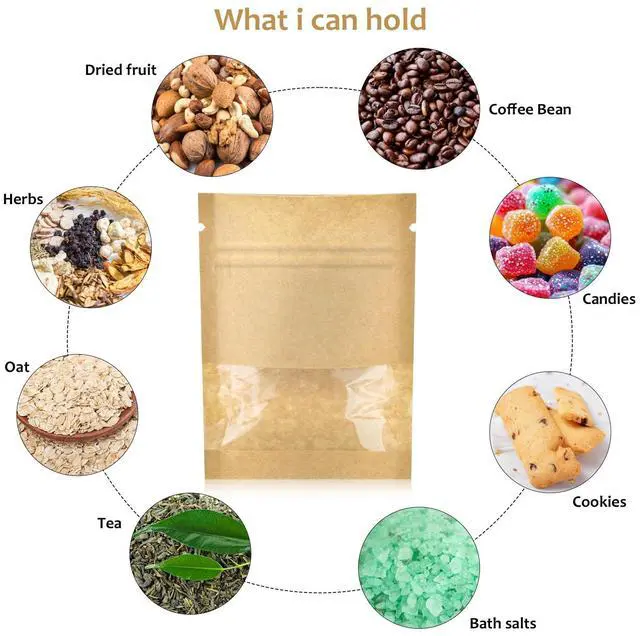 Alt view image 7 of 7 - 100 Pcs Small Resealable Kraft Seed Envelopes with Window, 2.7"x3.5" Empty Packets, Coffee Sample Bags, Food Spice Storage Bag