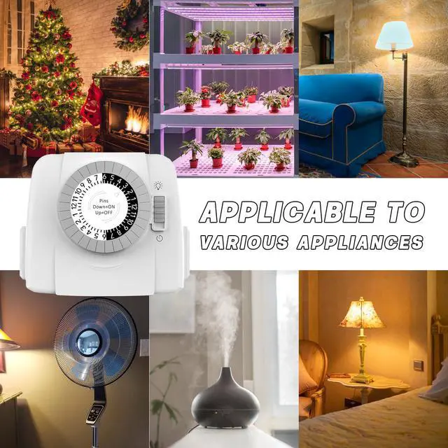 Alt view image 3 of 7 - TiFFCOFiO 24-Hour Programmable Indoor Mechanical Outlet Timer, 3 Prong, 2 Outlets, 1 Pack, ETL Listed