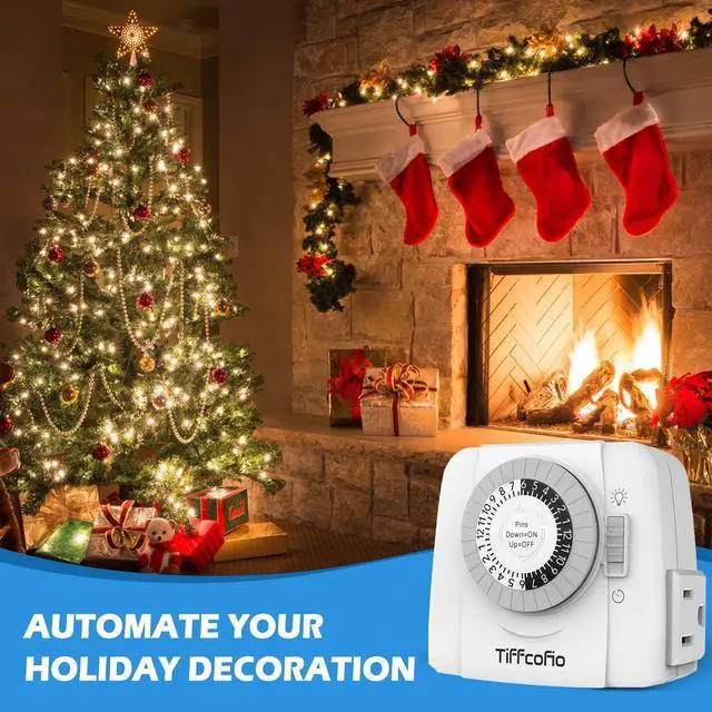 Alt view image 6 of 7 - TiFFCOFiO 24-Hour Programmable Indoor Mechanical Outlet Timer, 3 Prong, 2 Outlets, 1 Pack, ETL Listed