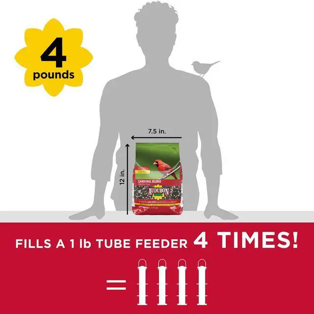 Alt view image 4 of 6 - Audubon Park Cardinal Blend Wild Bird Seed for Outside Feeders, 4-Pound Bag