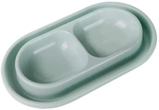 Main image of Baoblaze Cat and Dog Food and Water Bowl Set, Double Pet Bowls for Small and Medium Size Dogs and Cats, Small Gray
