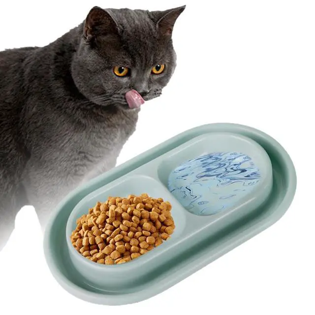 Alt view image 4 of 7 - Baoblaze Cat and Dog Food and Water Bowl Set, Double Pet Bowls for Small and Medium Size Dogs and Cats, Small Gray