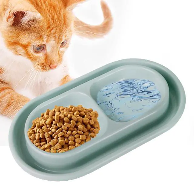 Alt view image 7 of 7 - Baoblaze Cat and Dog Food and Water Bowl Set, Double Pet Bowls for Small and Medium Size Dogs and Cats, Small Gray
