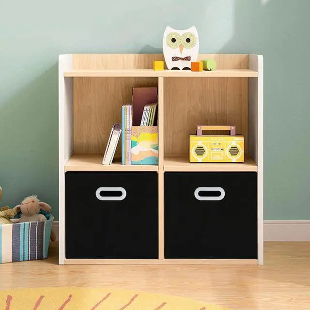 Alt view image 2 of 6 - Fabric Storage Bins, Cube Organizer, Set of 3, Dual Handles, Foldable, Black