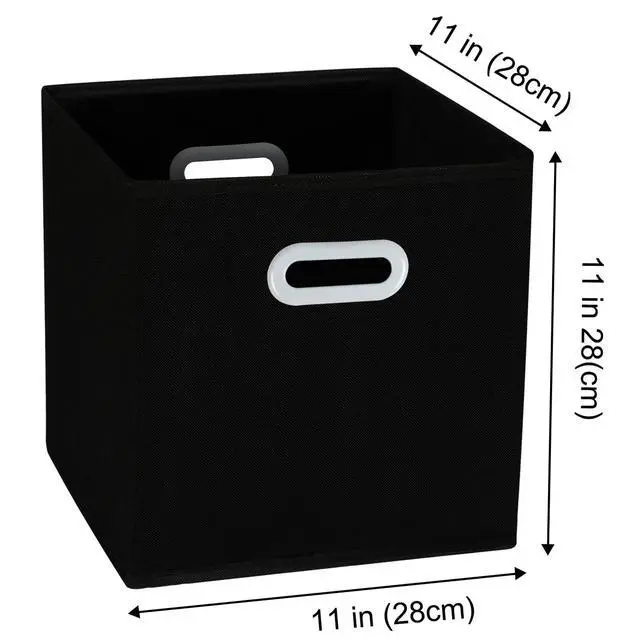 Alt view image 4 of 6 - Fabric Storage Bins, Cube Organizer, Set of 3, Dual Handles, Foldable, Black