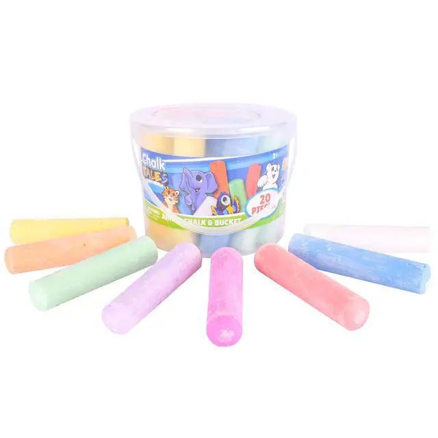 Alt view image 7 of 7 - Sunny Days Entertainment Sidewalk Chalk Set 20-Piece Jumbo Washable Multicolor with Storage for Outdoor Play and Chalkboard Art Ages 3+