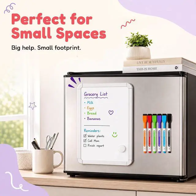 Alt view image 4 of 6 - 5" x 11" Magnetic Dry Erase Board for Fridge with 6 Magnetic Markers
