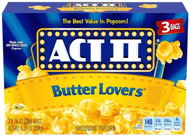 Main image of Act II Butter Lovers Microwave Popcorn, 2.75 oz, 3-Ct Bags
