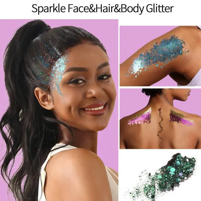 Alt view image 7 of 7 - FANDAMEI 40 Colors Face Glitter Gel, No Glue Needed, Multi-Purpose Glitter Makeup for Hair Face Body Halloween Rave Carnival