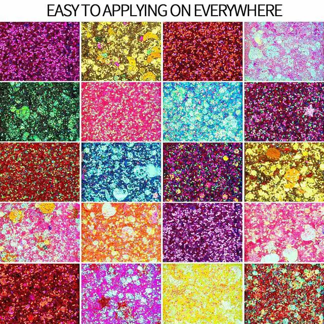 Alt view image 2 of 7 - FANDAMEI 40 Colors Face Glitter Gel, No Glue Needed, Multi-Purpose Glitter Makeup for Hair Face Body Halloween Rave Carnival