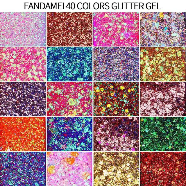 Alt view image 4 of 7 - FANDAMEI 40 Colors Face Glitter Gel, No Glue Needed, Multi-Purpose Glitter Makeup for Hair Face Body Halloween Rave Carnival