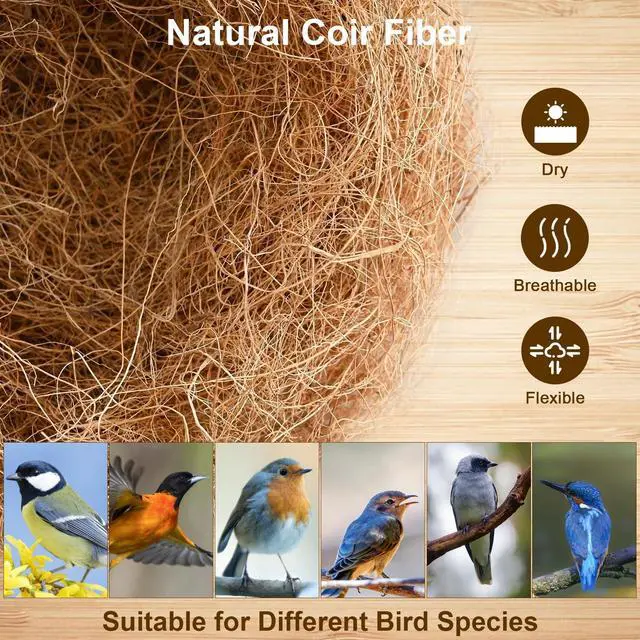 Alt view image 3 of 6 - Sukh 2PCS Coconut Fiber Bird Nest Bedding for Hummingbird Finch