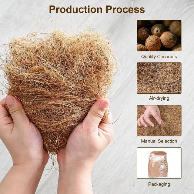 Alt view image 6 of 6 - Sukh 2PCS Coconut Fiber Bird Nest Bedding for Hummingbird Finch