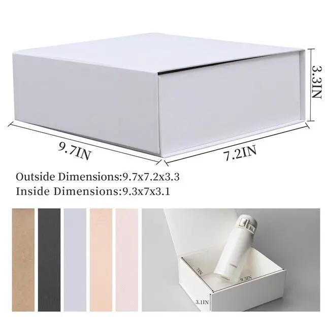 Alt view image 4 of 6 - Rsgift White Gift Box With Lids, 9.7x7.2x3.3Inch, Magnetic Closure Boxes for Wedding, Birthday, Graduation