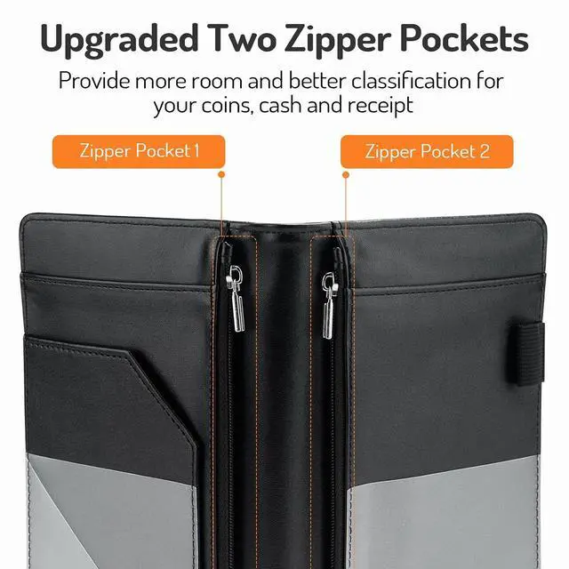 Alt view image 6 of 6 - Forvencer Server Book with 2 Zipper Pockets