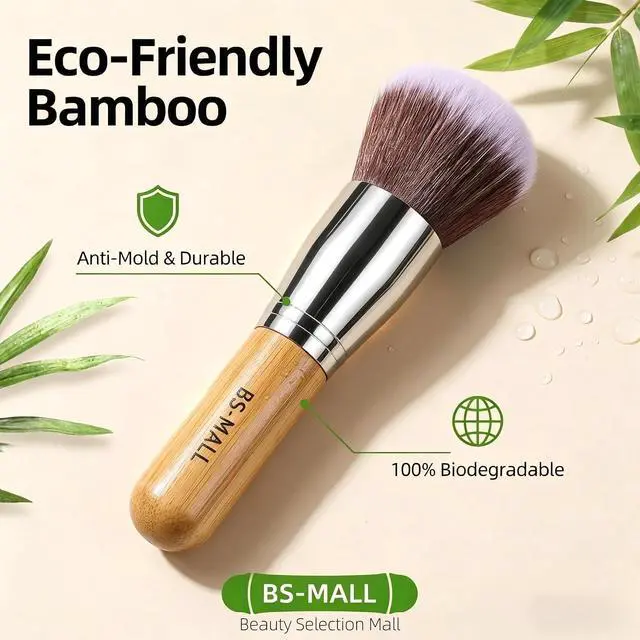 Alt view image 5 of 6 - BS-MALL 11Pcs Makeup Brush Set with Sponge, Professional Bamboo Brushes for Foundation, Powder, Blush, Concealer, Eyeshadow & Blending, Travel, Beginners & Makeup Artists
