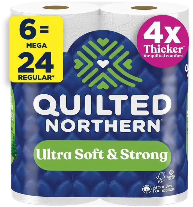 Main image of Quilted Northern Ultra Soft Toilet Paper, 6 Mega Rolls (24 Regular Rolls Equivalent)