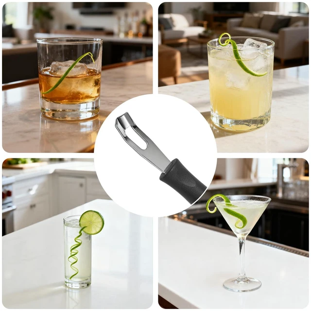 Alt view image 3 of 7 - Triangular V-Shaped Stainless Steel Channel Knife Lemon Peeler Zester Professional Grade Bar Tool (Peeler A)