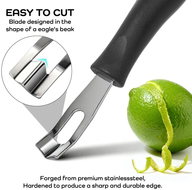 Alt view image 4 of 7 - Triangular V-Shaped Stainless Steel Channel Knife Lemon Peeler Zester Professional Grade Bar Tool (Peeler A)